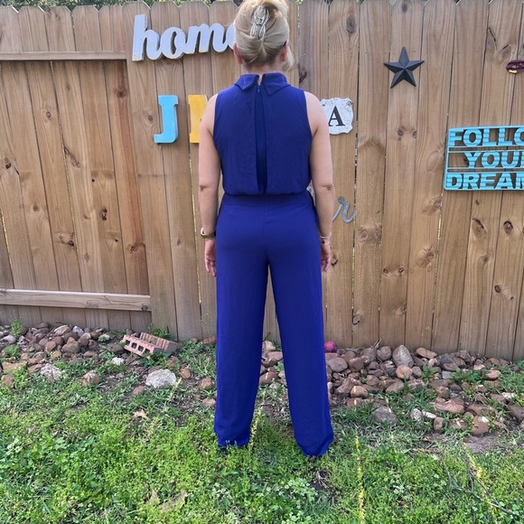 Women's royal blue Sleeveless Jumpsuit in Blue 4 - Picture 6 of 7